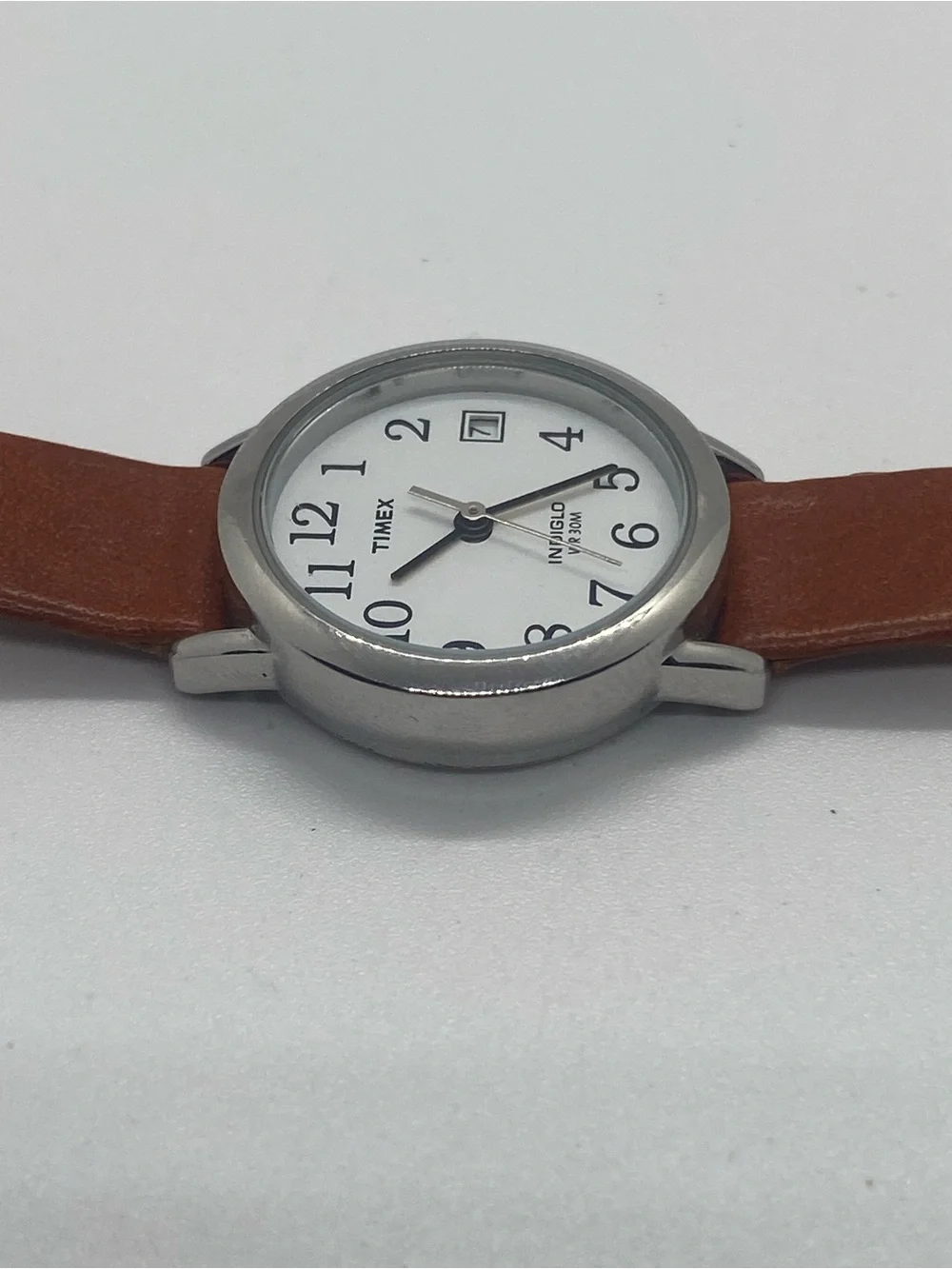 Timex Silver Case White Dial Brown Strap Women's Watch